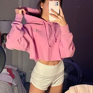 Pink Cropped Champion Hoodie